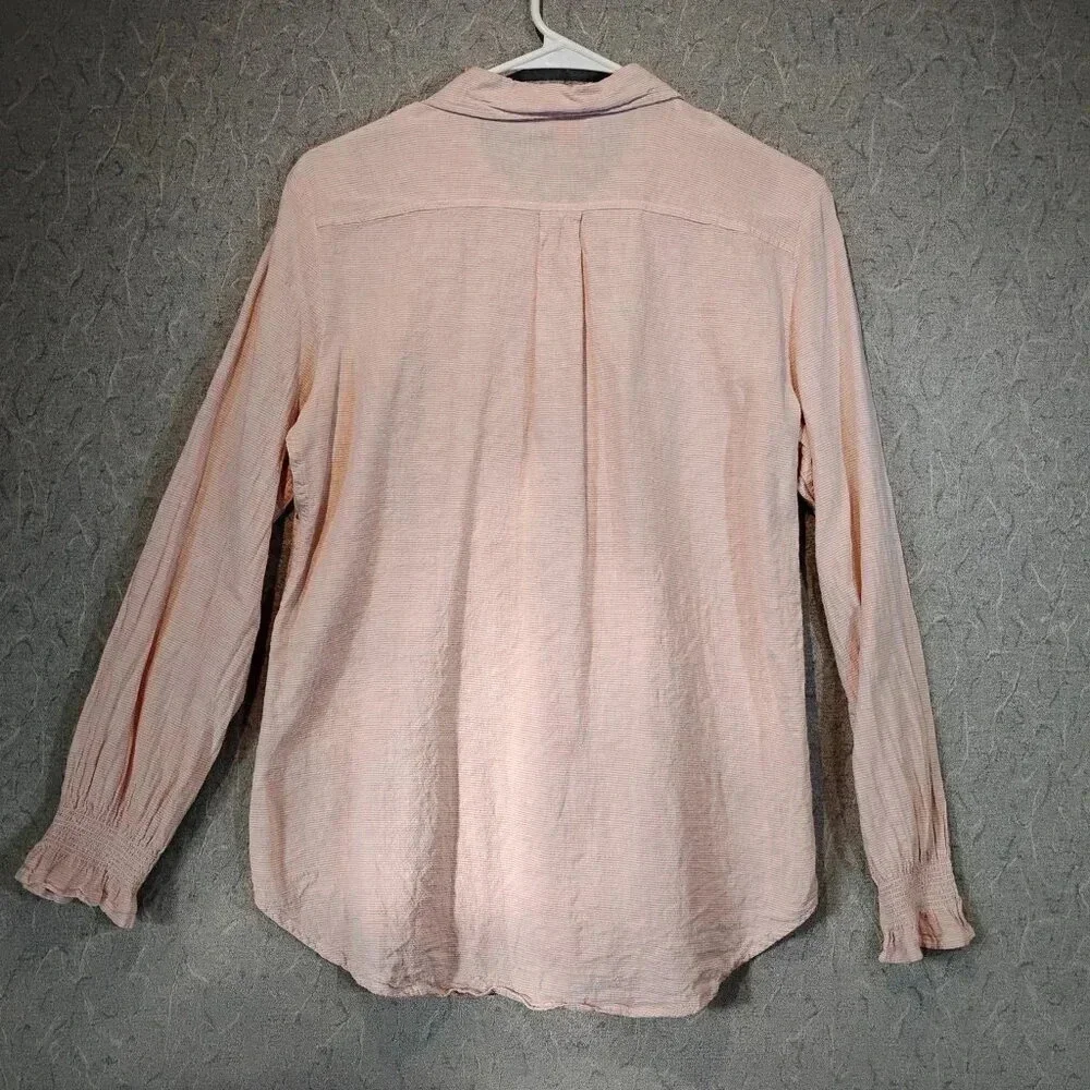 Joe Fresh Pink & White Button Down Long Sleeve Shirt in Size Medium - Picture 2 of 9